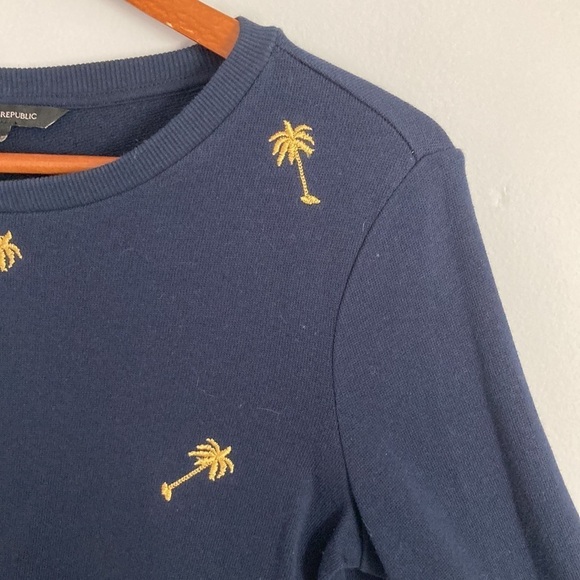 Banana Republic XS Navy Cotton Palm Tree Sweater - Picture 5 of 8